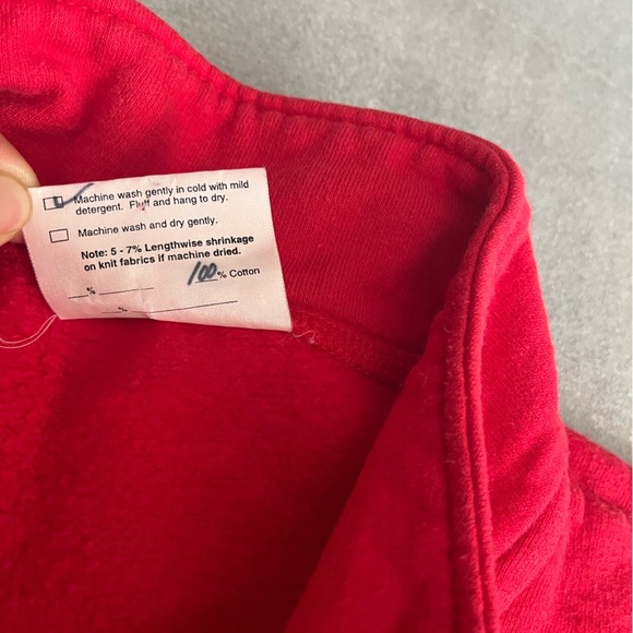 [S]Qualicum Red Cotton Shirt Jacket with Embellished Butterfly Made in Canada - Picture 6 of 10
